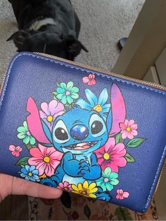Loungefly Handbags - Loungefly Blue Stitch Floral Zip Wallet
